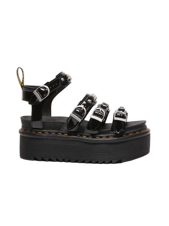 Blaire II Δερμάτινα Γυναικεία Σανδάλια Flatforms Μαύρα