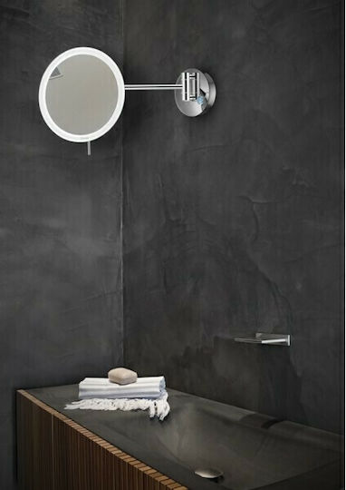 Sanco Magnifying Round Led Bathroom Mirror with Metal Frame 20x20cm Bronze