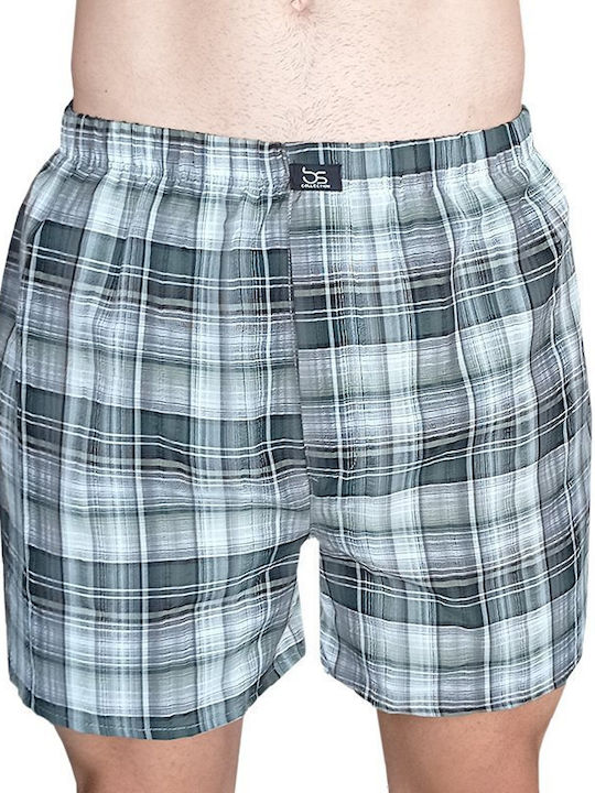 bs 9/3006 Boxer shorts Plaid 100% Greek Cotton Green/Black/Ecru