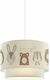 HomeMarkt Cute Animals Single Bulb Kids Lighting Pendant of Fabric 60W with Drive Size E27 Λευκό 30x20cm