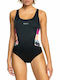 Active Athletic One-Piece Swimsuit Floral Navy Blue