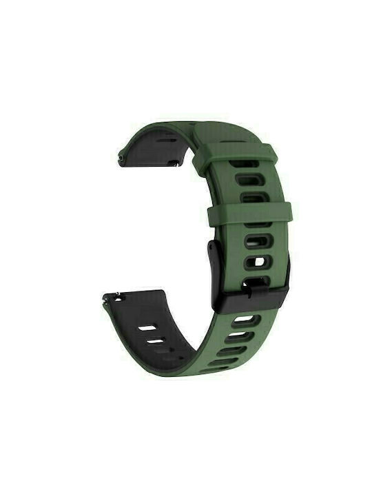 Dual color Silicone Λουράκι Garmin Forerunner 245 /HUAWEI WATCH GT 3 42 mm/ GTR42 / Watch3 41mm / Watch Active / Vivoactive 3 - Army Green / Black