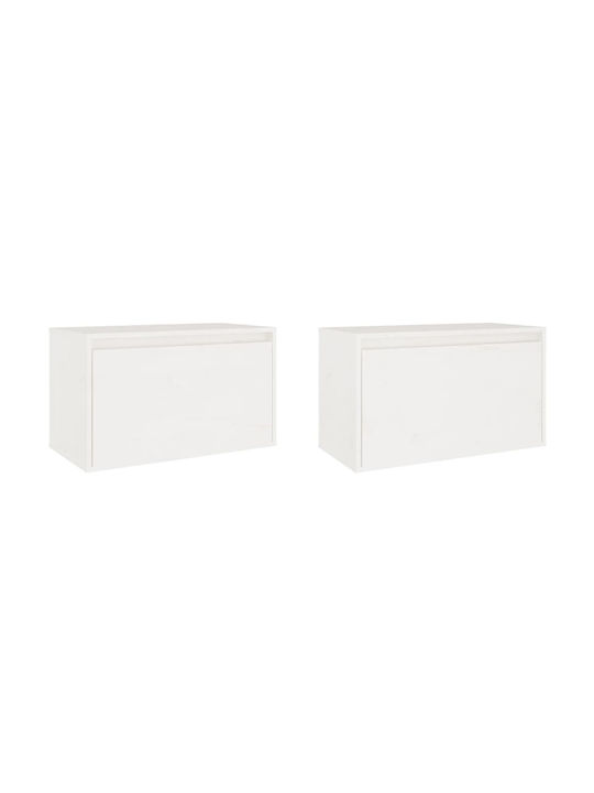Bedside Tables of Solid Wood 2pcs White 60x30x35cm