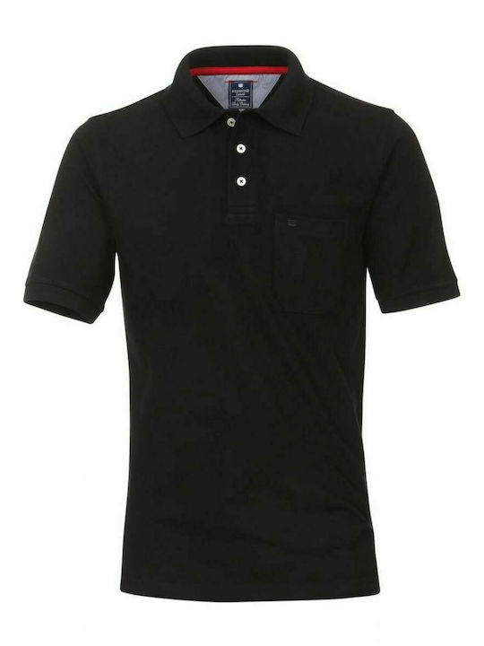 REDMOND Men's black short-sleeved pique polo shirt