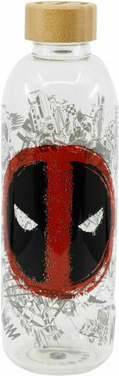 Stor Marvel - Deadpool Μπουκάλι Νερού Γυάλινο με Βιδωτό Καπάκι Διάφανο 1030ml