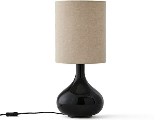La Redoute Interieurs Glas Tischlampe für Fassung E27 mit Beige Schirm und Schwarz Basis