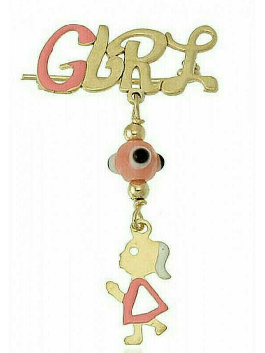 Child Safety Pin made of Gold 9K for Girl