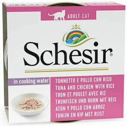 Schesir Nature For Cat Υγρή Τροφή για Ενήλικες Γάτες σε Κονσέρβα με Κοτόπουλο / Ρύζι / Τόνο in Cooking Water 70gr