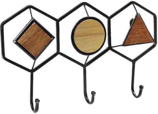 Espiel Wall Hanger Metal 3 Hooks Brown 36x21.5x4.5cm