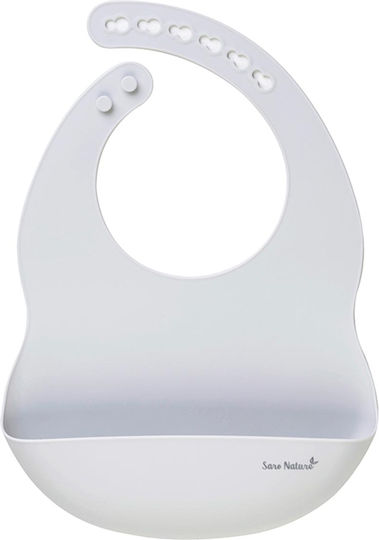 Saro Waterproof Bib Silicone with Button & Pocket Gray for 6 m+