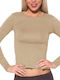 Apple Boxer Damen Bluse Langärmelig Dark Beige