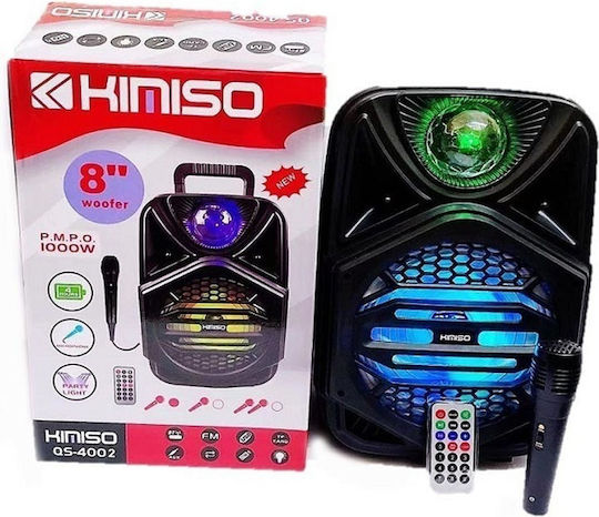 Kimiso Karaoke Lautsprecher mit Kabelgebundenem Mikrofon und Lichteffekte QS-4002 Schwarz