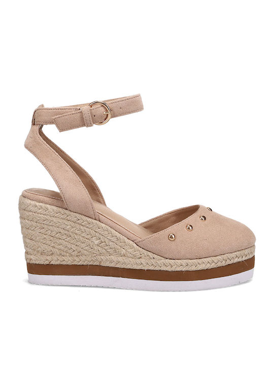 Women's Suede Espadrilles with Studs Beige