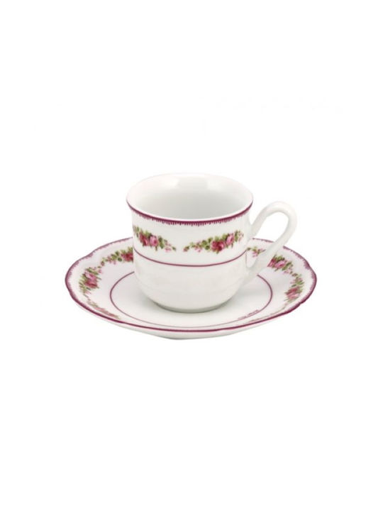 WM Collection Romantica Porcelain Coffee Cup Set 210ml White 6pcs