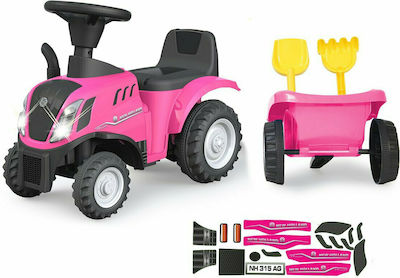 Kids Foot-to-Floor Ride On Tractor with Trailer New Holland Pink