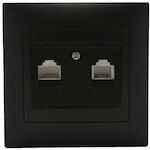 Redled Double Network Socket RJ45/RJ11 Cat6 Black 27527