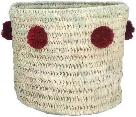 Kikadu Kinder Aufbewahrungskorb aus Stroh Beige 40x40x40cm 1Stück