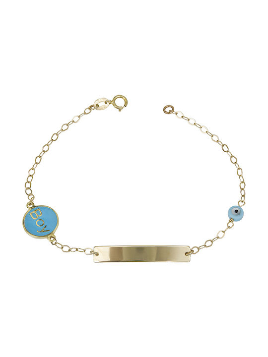 Kids Bracelet ID from Gold 14K with Evil Eye