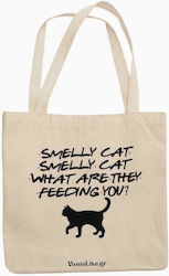 Monalisa Smelly Cat Stoff Einkaufstasche in Beige Farbe Monalisa Smelly Cat Stoff Einkaufstasche in Beige Farbe