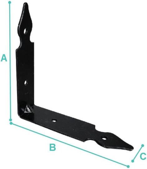 Vasmetal Metallic Corner Shelf Black 15x15mm 06.03.15.08