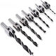 Set of 7 3-10mm Drills with Cylindrical Shank for Wood