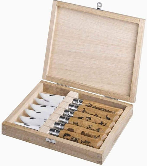 Opinel No.8 Animalia Дървена Касетa Джобно ножче Кафяв в Калъф Комплект 6бр
