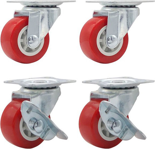 40000511 Rotating Plastic Wheels with Brake 4 Pieces 38mm