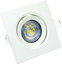 Spot Light Pătrat Metalic Spot Încorporat cu LED Integrat și Lumină Alb Natural Alb 9.5x9.5cm. 1buc