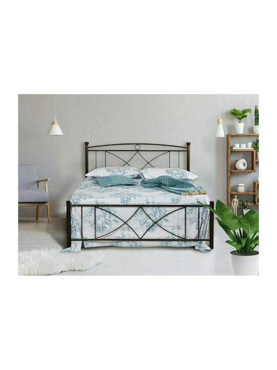 Κρεβάτι Διπλό Μεταλλικό Μαύρο με Τάβλες για Στρώμα 140x190cm