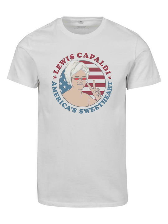 Merchcode Lewis Capaldi America's Sweetheart T-shirt White Cotton MC790-00220