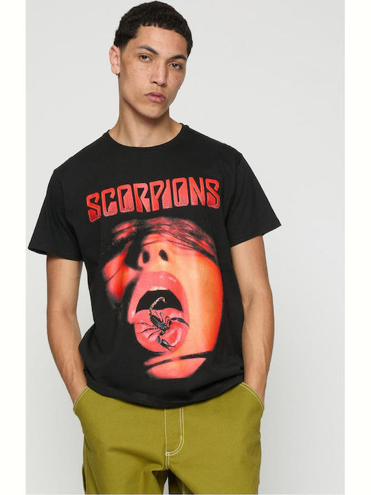 Merchcode Tongue T-shirt Scorpions Μαύρο Βαμβακερό