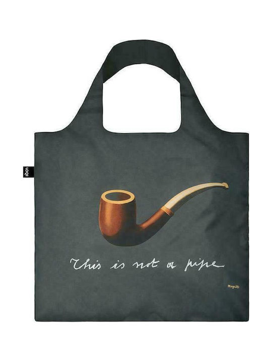 Loqi Rene Magritte The Treachery of Images Fabric Shopping Bag in Gray color