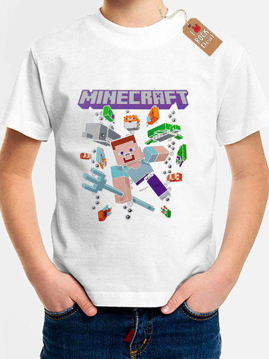 Tricou Pentru Copii Alb Minecraft
