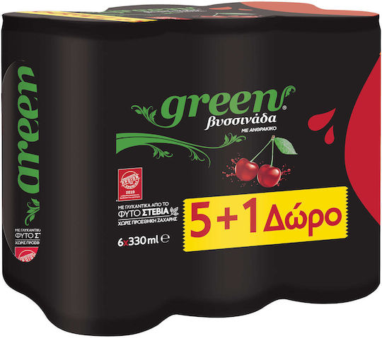Green Cola Sauerkirschsaft Soda mit Kohlensäure, Zuckerfrei in Kiste 6x330ml