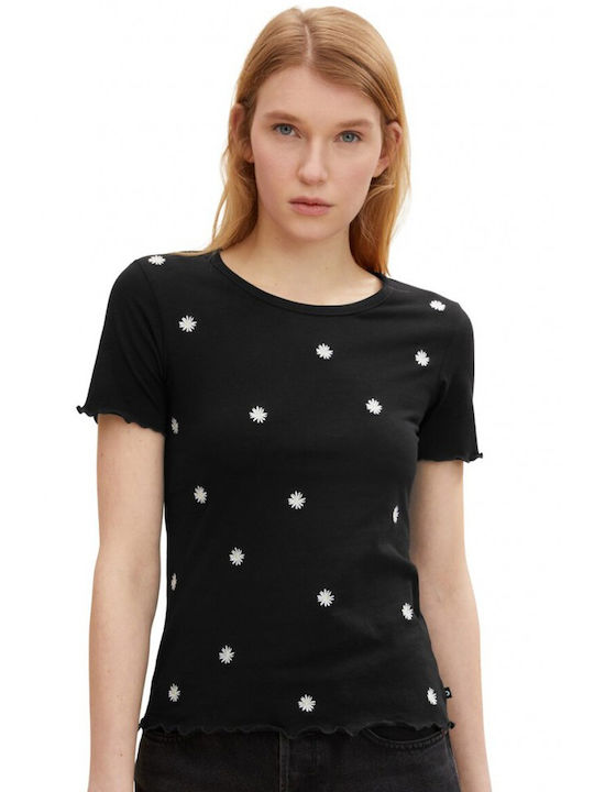 Tom Tailor Women's T-shirt Polka Dot Black