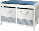 Hallway Furniture with Bench White / Blue 64x34x42cm