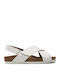 Leather Women's Flat Sandals Anatomic in White Color