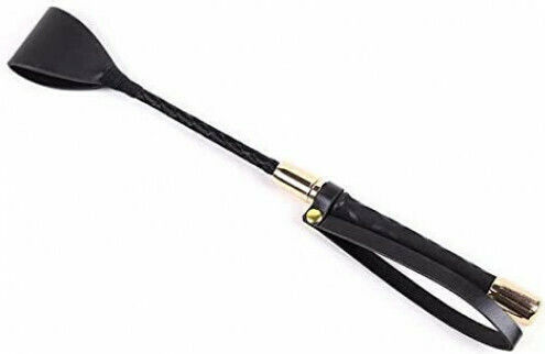 Naughty Toys Paddle Μαστίγιο Ιππασίας Με Χρυσές Μεταλλικές Επενδύσεις 30cm σε Μαύρο Χρώμα