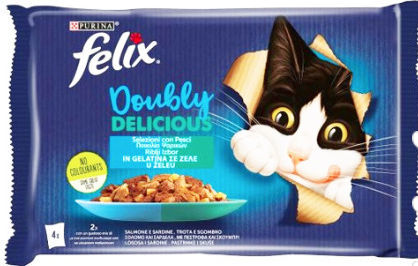 Felix Wet Cat Food in Pouches with Sardine and Salmon 4x85gr