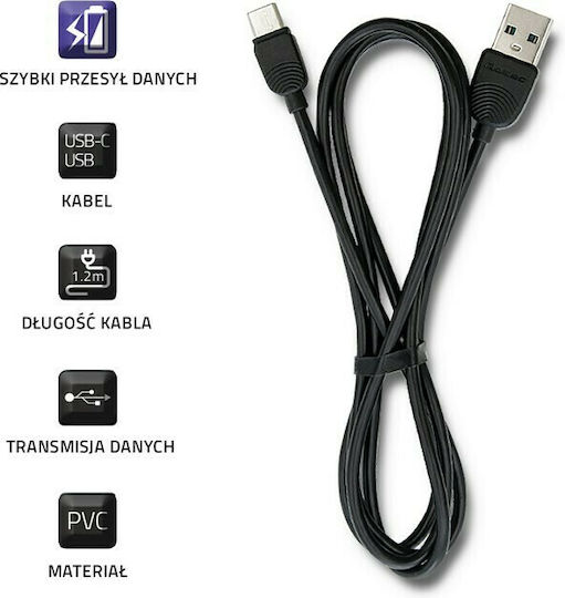 Qoltec Cablu USB 2.0 USB-C Masculin - USB-A Negru 1.2m 50391