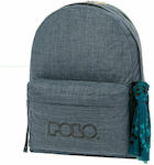 Polo Original Double Scarf Σχολική Τσάντα Πλάτης Γυμνασίου - Λυκείου σε Μπλε χρώμα Μ31 x Π20 x Υ41εκ