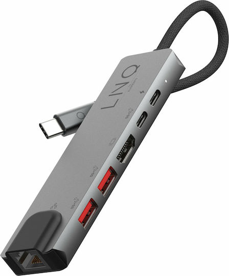 LinQ USB-C Docking Station με HDMI 4K PD Ethernet Μαύρο (LQ48015)