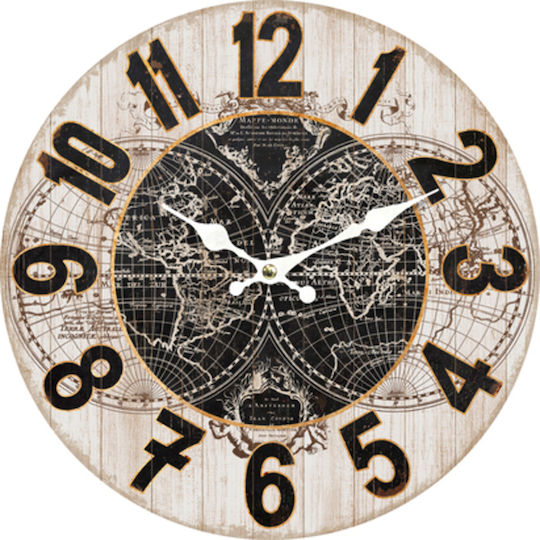 ArteLibre Wanduhr Hölzernes Ecru Ø34cm