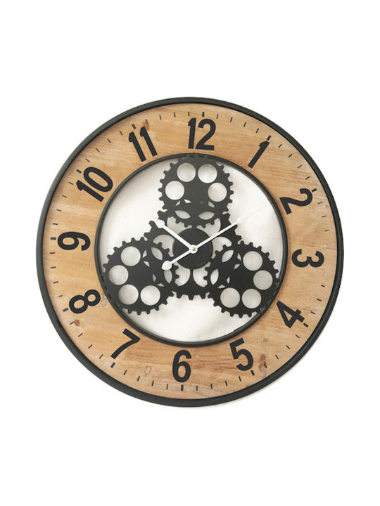 ArteLibre Antique Wall Clock Wooden Brown Ø60cm