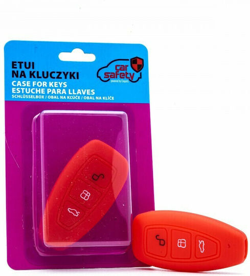 Silicone Car Key Cover Case Car Safety with 3 Buttons for Ford Red