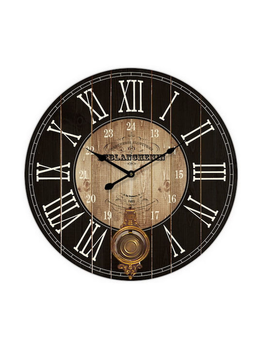 ArteLibre Ρολόι Τοίχου Hlck1122 Ξύλινο Αντικέ 58cm