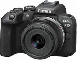 Canon Acesta este un șablon Liquid pentru numele produselor din categoria "Aparate foto fără oglindă". Tradu doar nodurile de text ale șablonului Liquid în limba română, păstrând sintaxa inițială și etichetele HTML așa cum sunt, fără a modifica nimic între '{' și '}'. Mirrorless Aparat Foto EOS R10 Cadru de recortare Kit (RF-S 18-45mm f/4.5-6.3 IS STM) Negru