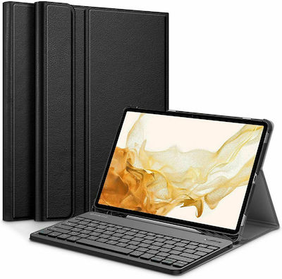 Tech-Protect SC Pen Flip Cover Piele artificială cu Tastatură Engleză SUA Negru (Galaxy Tab A8)