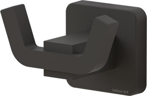 Tekno-Tel Άγκιστρο Μπάνιου Διπλό με Βίδες ​18x6cm Μαύρο
