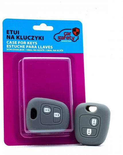 Θήκη Ключодържател Car Safety от Силикон с 2 Бутони за Цитроен / Пежо / Тойота в Сив Цвят